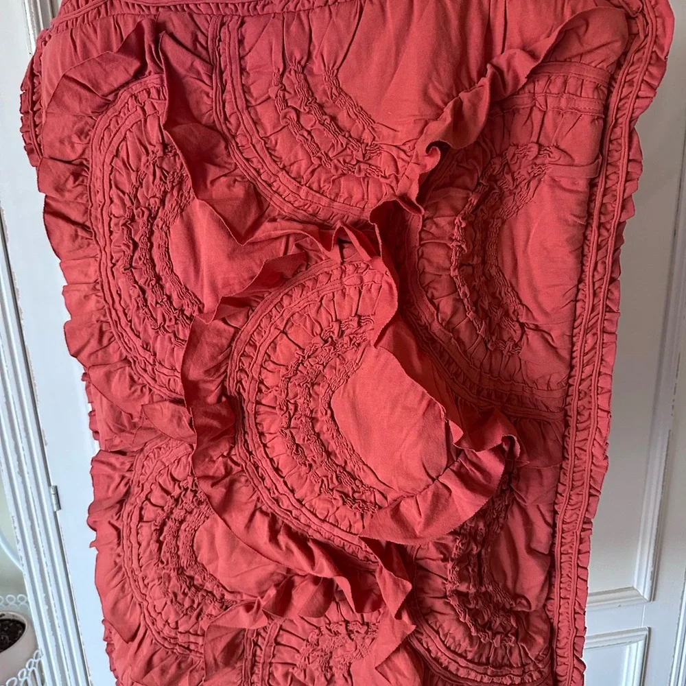 Anthropologie Rivulets Standard Sham Set of Two Burnt Coral Pillow Cases